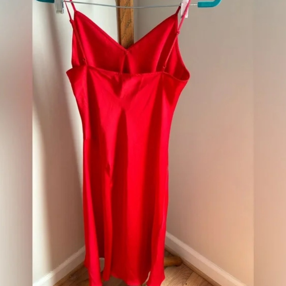 Express Red Satin V Neck Slip Dress Valentines - Picture 5 of 5